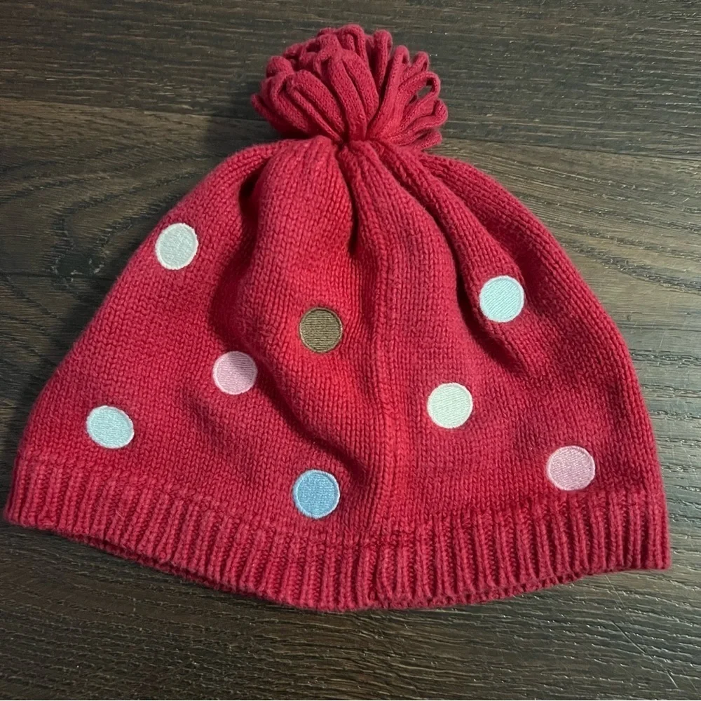 Gymboree baby toddler 12-24 month polka dot Pom Pom hat - winter snowflake line
